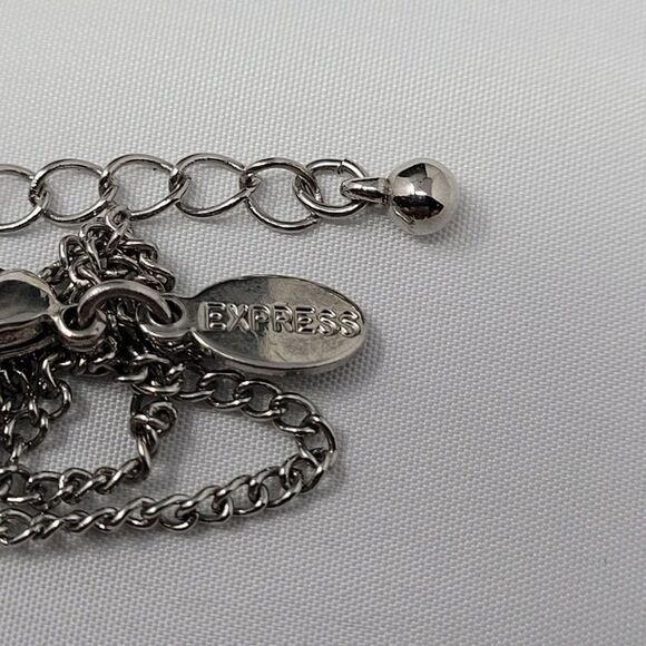 Express‎ Layered Opera Necklace Gunmetal Faux Pearl 38" - Picture 2 of 5